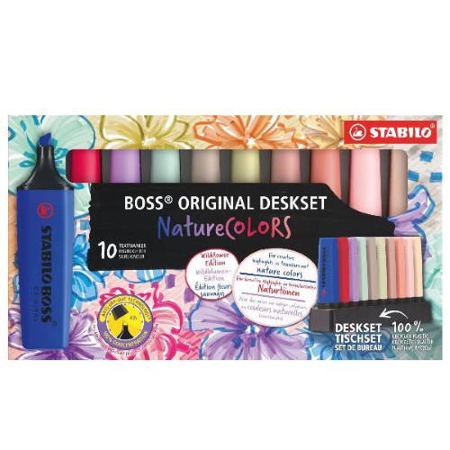Deskset 10 evidenziatori Stabilo Boss NatureColors Wildflower